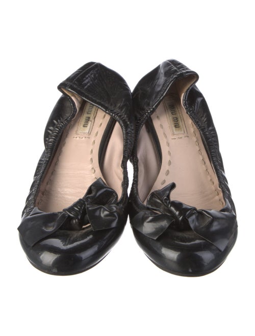 Miu Miu Patent Leather Bow Accents Ballet Flats