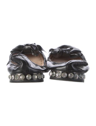 Miu Miu Patent Leather Bow Accents Ballet Flats