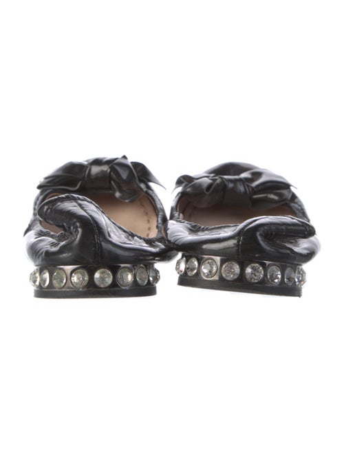 Miu Miu Patent Leather Bow Accents Ballet Flats