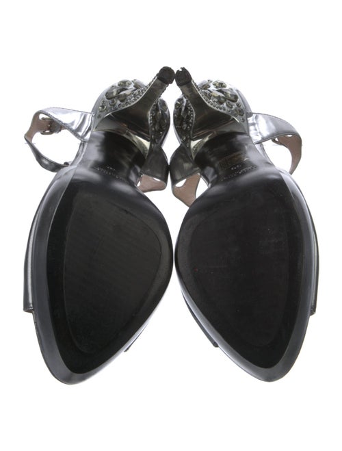 Miu Miu Leather Crystal Embellishments T-Strap Sandals