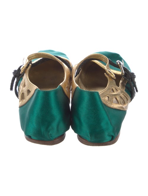 Miu Miu Satin Leather Trim Embellishment Mary Jane Flats