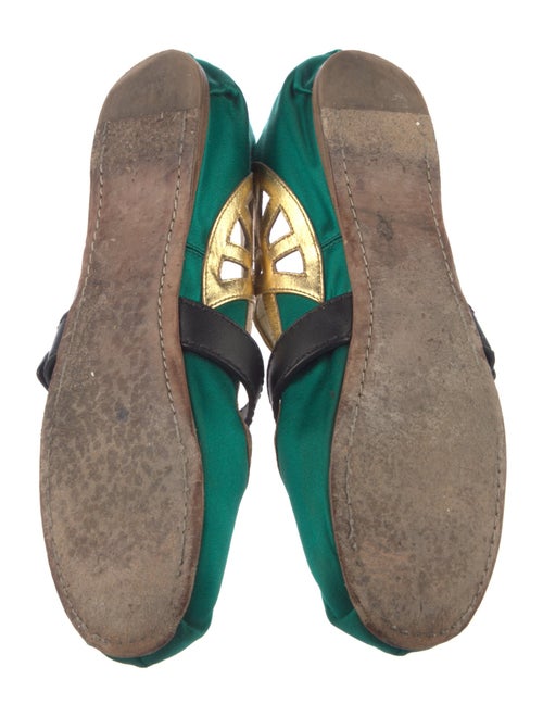 Miu Miu Satin Leather Trim Embellishment Mary Jane Flats