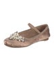 Miu Miu Leather Crystal Embellishments Mary Jane Flats