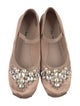 Miu Miu Leather Crystal Embellishments Mary Jane Flats