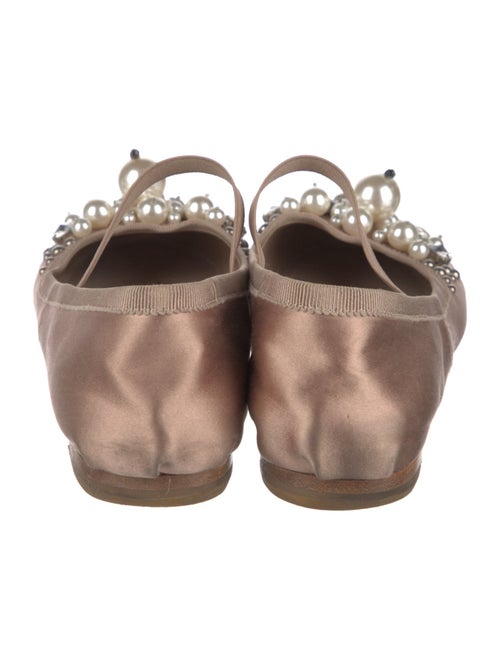 Miu Miu Leather Crystal Embellishments Mary Jane Flats