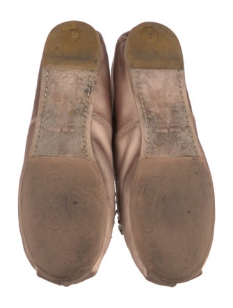 Miu Miu Leather Crystal Embellishments Mary Jane Flats