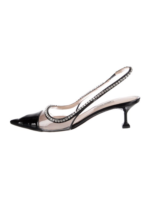 Miu Miu Patent Leather Crystal Embellishments Slingback Pumps