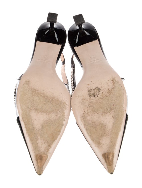 Miu Miu Patent Leather Crystal Embellishments Slingback Pumps