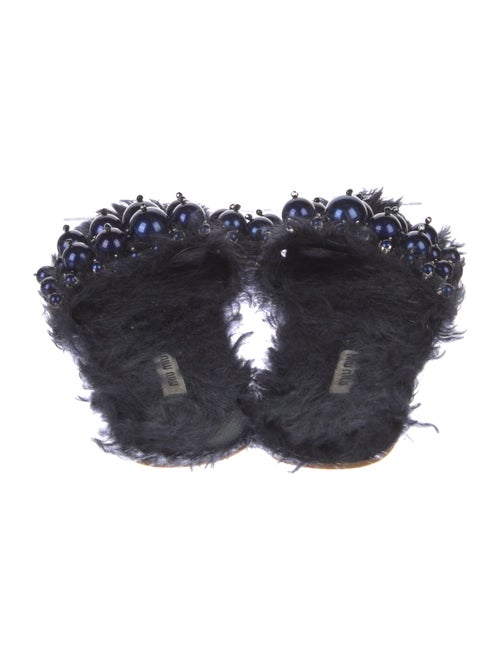 Miu Miu Shearling Crystal Embellishments Slides