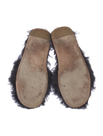 Miu Miu Shearling Crystal Embellishments Slides