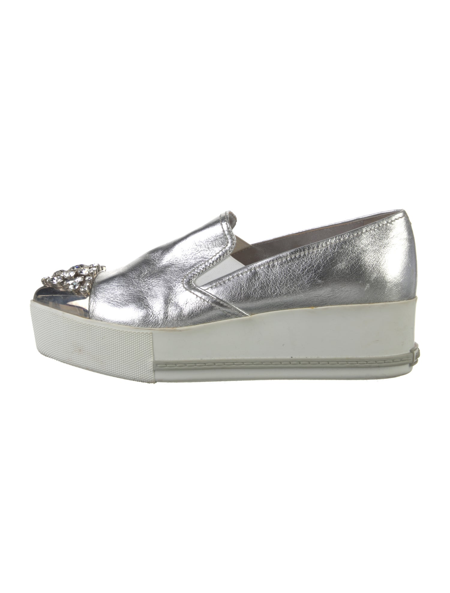 Miu Miu Leather Colorblock Pattern Sneakers