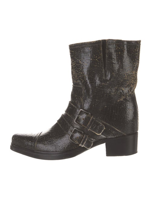 Miu Miu Leather Distressed Accents Moto Boots