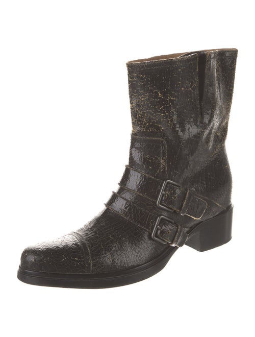 Miu Miu Leather Distressed Accents Moto Boots