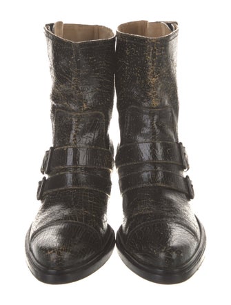 Miu Miu Leather Distressed Accents Moto Boots