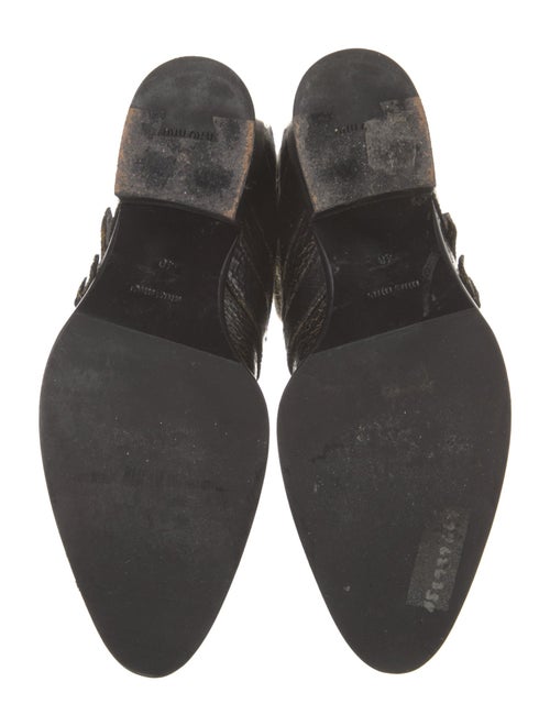 Miu Miu Leather Distressed Accents Moto Boots