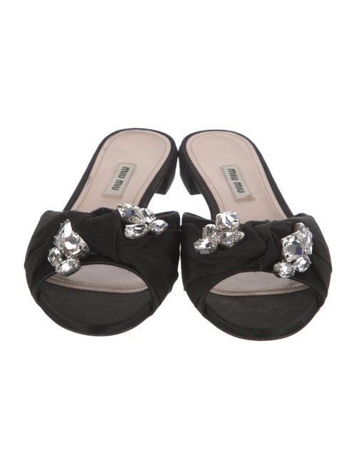 Miu Miu Faux Pearl Accents Satin Slides