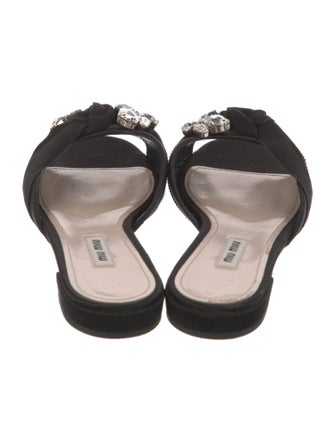 Miu Miu Faux Pearl Accents Satin Slides