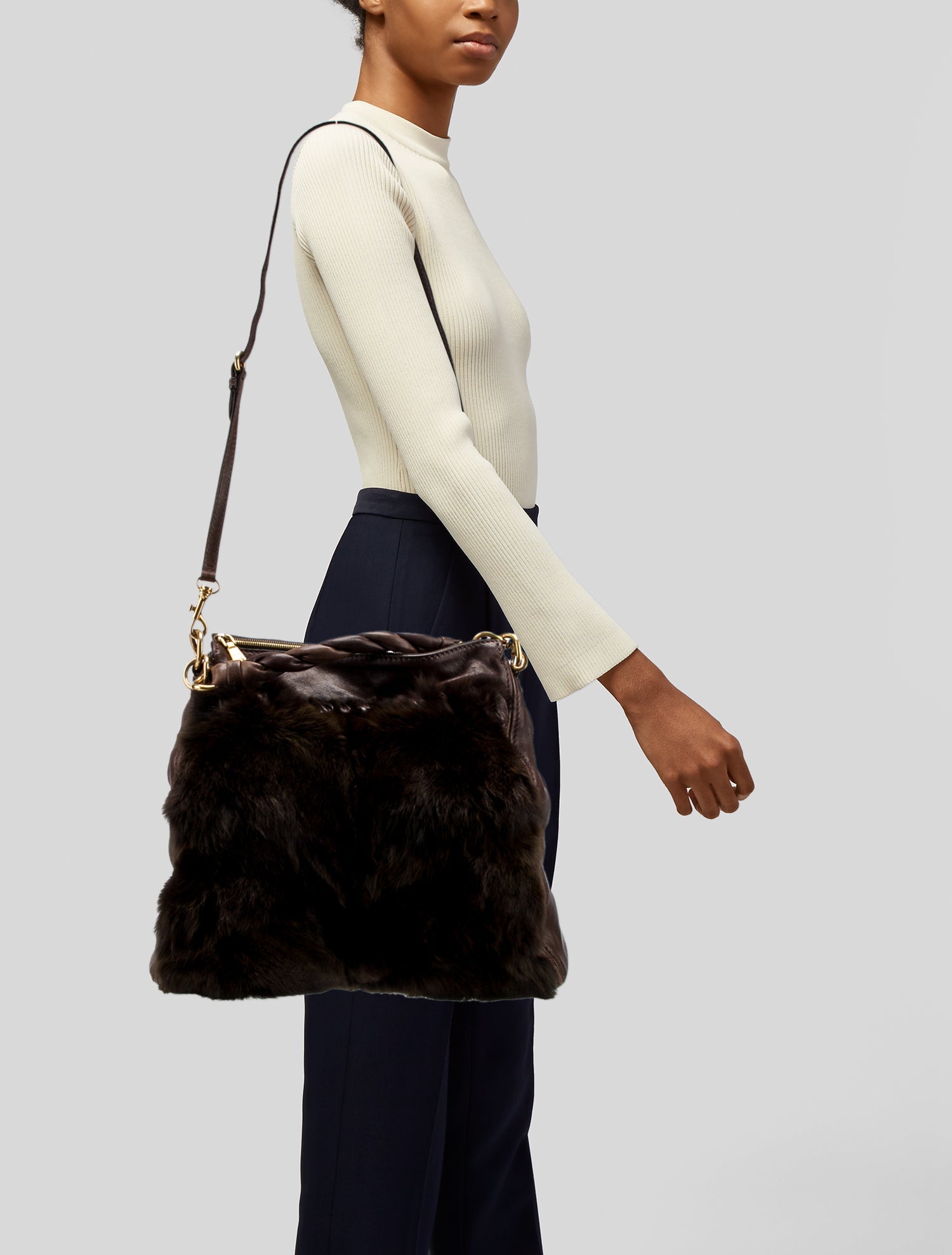 Miu Miu Fur Top Handle Bag