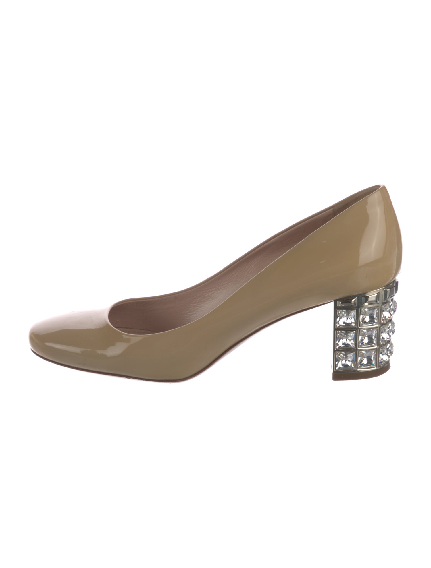 Miu Miu Patent Leather Crystal Embellishments Pumps