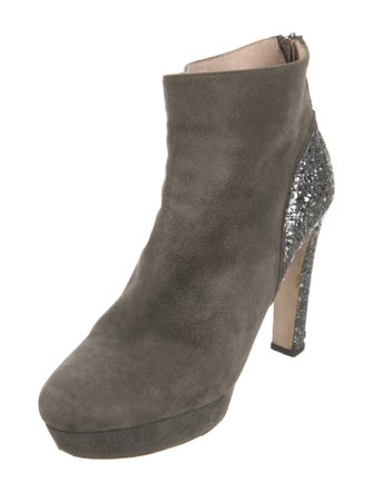 Miu Miu Suede Glitter Accents Boots