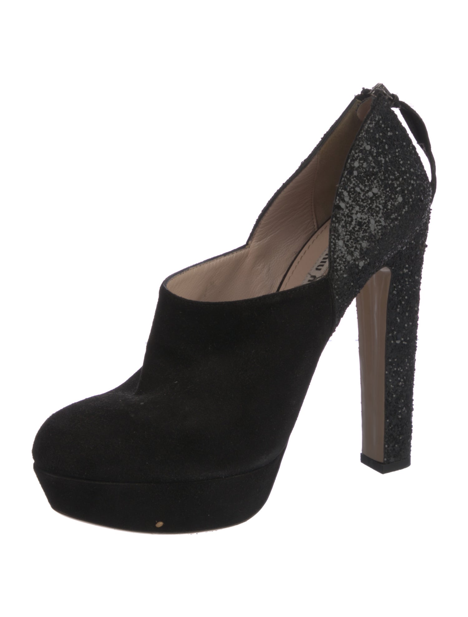 Miu Miu Suede Glitter Accents Pumps