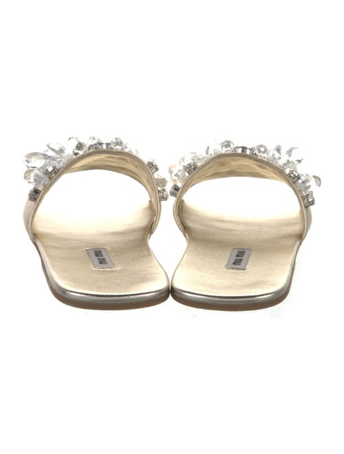 Miu Miu Leather Crystal Embellishments Slides