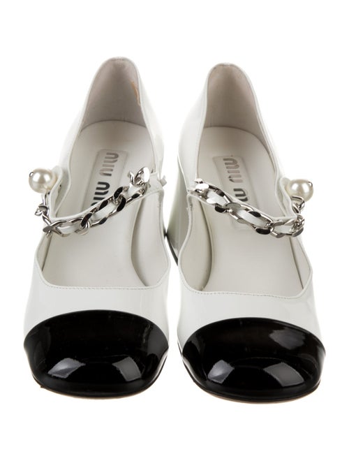 Miu Miu Faux Pearl Accents Patent Leather Pumps