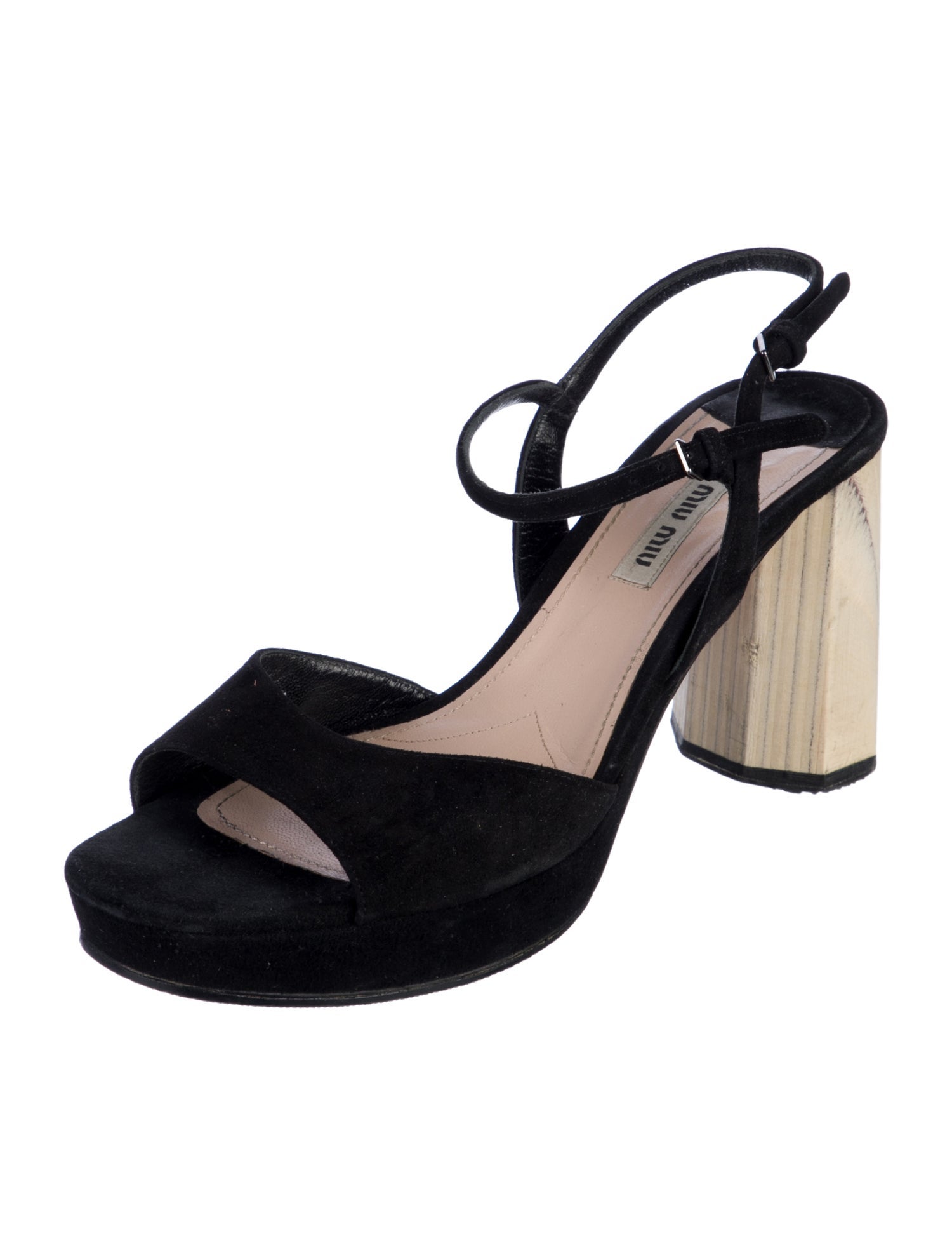 Miu Miu Suede Crystal Embellishments Slingback Sandals