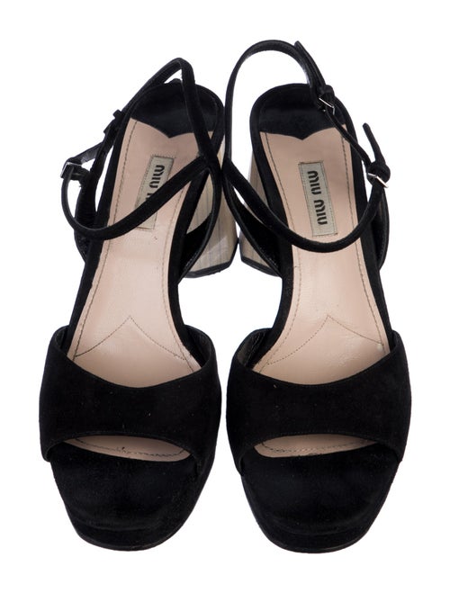 Miu Miu Suede Crystal Embellishments Slingback Sandals