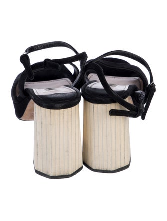 Miu Miu Suede Crystal Embellishments Slingback Sandals