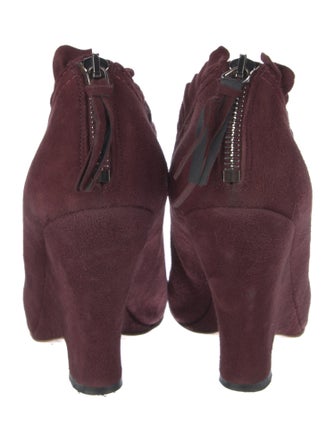 Miu Miu Suede Ruffle Embellishment Lace-Up Boots