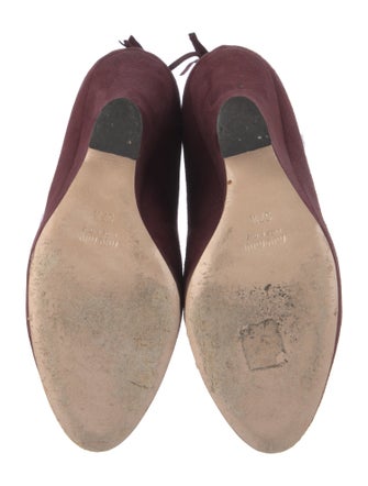 Miu Miu Suede Ruffle Embellishment Lace-Up Boots