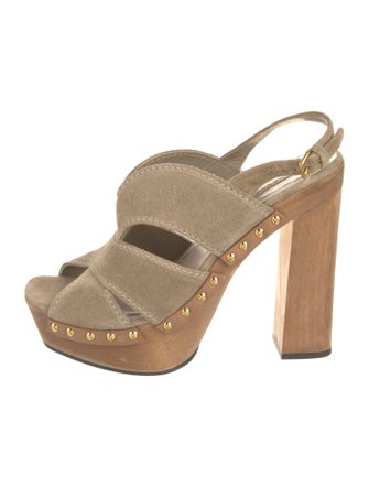 Miu Miu Suede Studded Accents Slingback Sandals