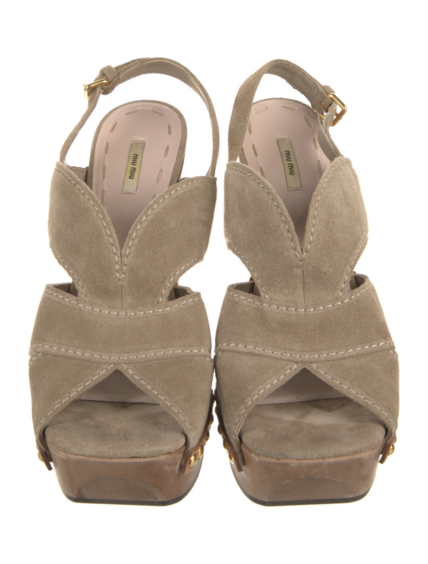 Miu Miu Suede Studded Accents Slingback Sandals