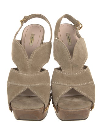 Miu Miu Suede Studded Accents Slingback Sandals