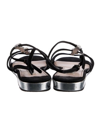 Miu Miu Suede Crystal Embellishments Slingback Sandals