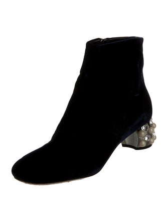 Miu Miu Velvet Crystal Embellishments Boots