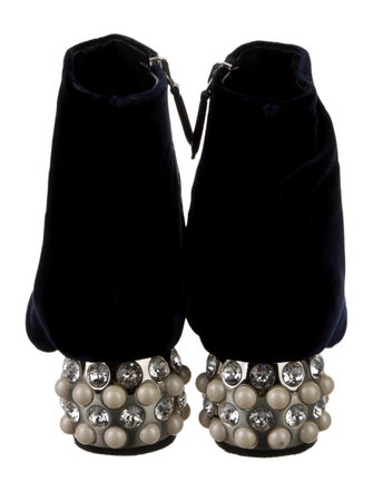 Miu Miu Velvet Crystal Embellishments Boots
