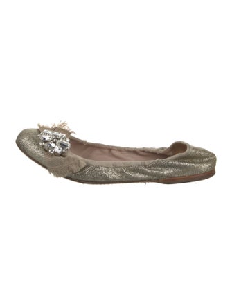 Miu Miu Canvas Glitter Accents Flats