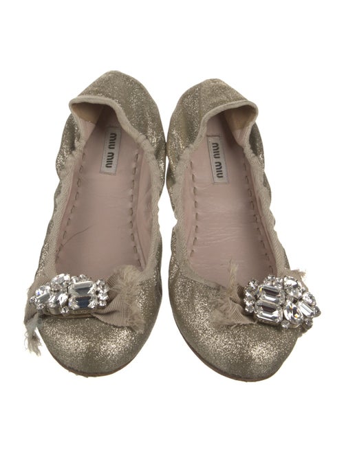 Miu Miu Canvas Glitter Accents Flats