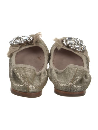 Miu Miu Canvas Glitter Accents Flats
