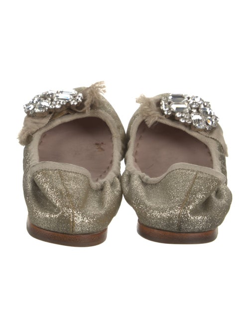 Miu Miu Canvas Glitter Accents Flats