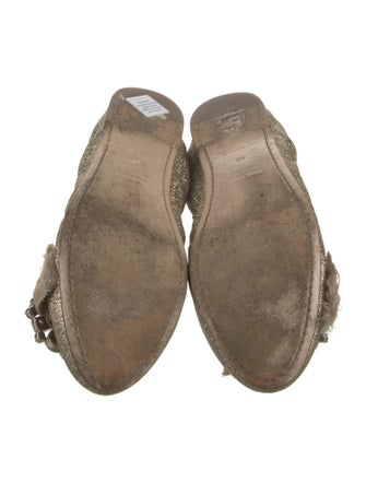 Miu Miu Canvas Glitter Accents Flats