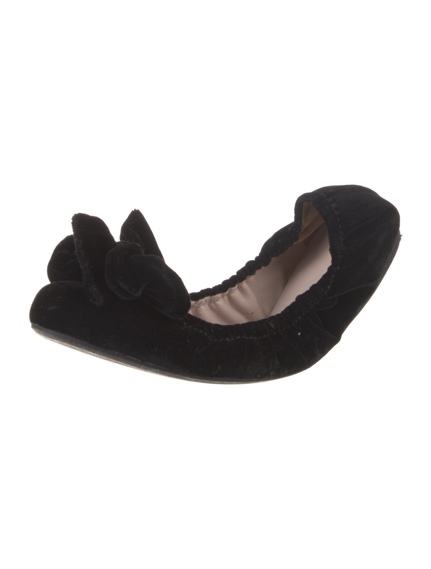 Miu Miu Velvet Bow Accents Ballet Flats