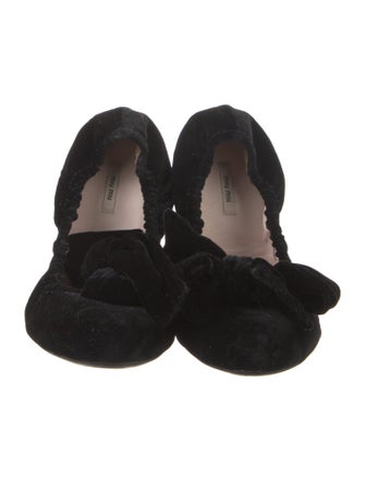 Miu Miu Velvet Bow Accents Ballet Flats