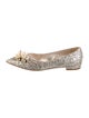 Miu Miu Faux Pearl Accents Glitter Flats