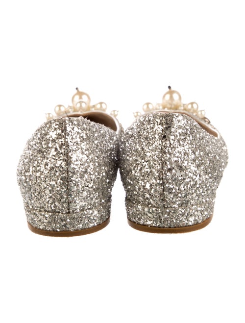 Miu Miu Faux Pearl Accents Glitter Flats