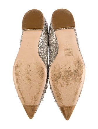 Miu Miu Faux Pearl Accents Glitter Flats