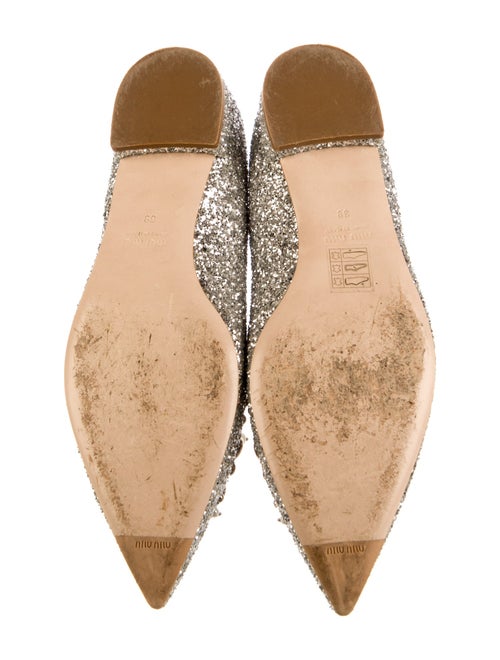 Miu Miu Faux Pearl Accents Glitter Flats