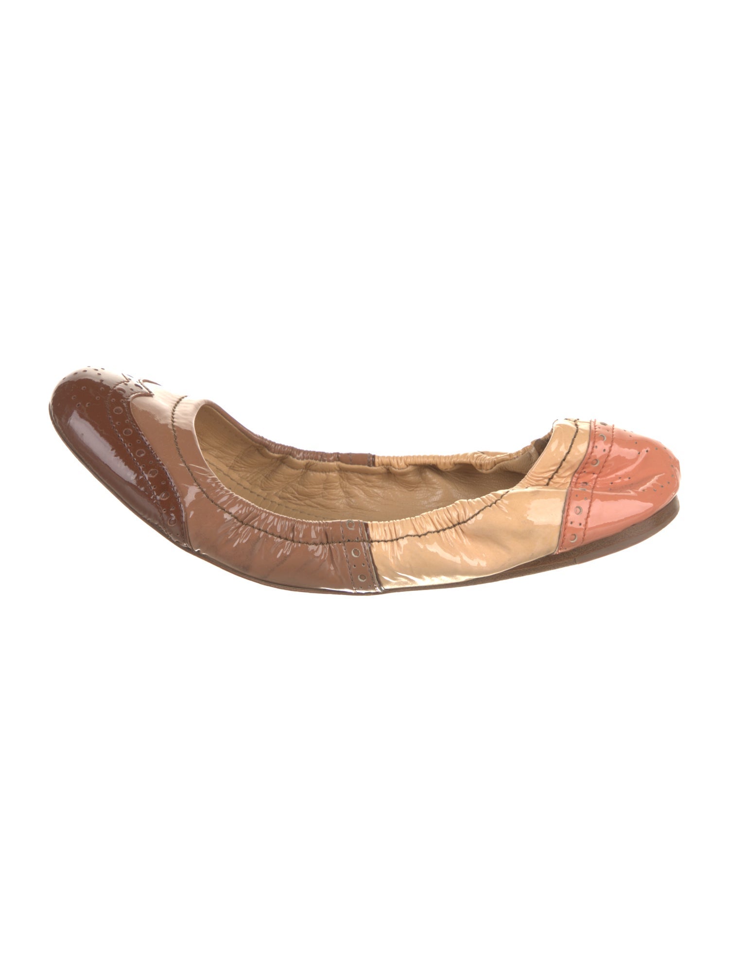 Miu Miu Patent Leather Colorblock Pattern Ballet Flats